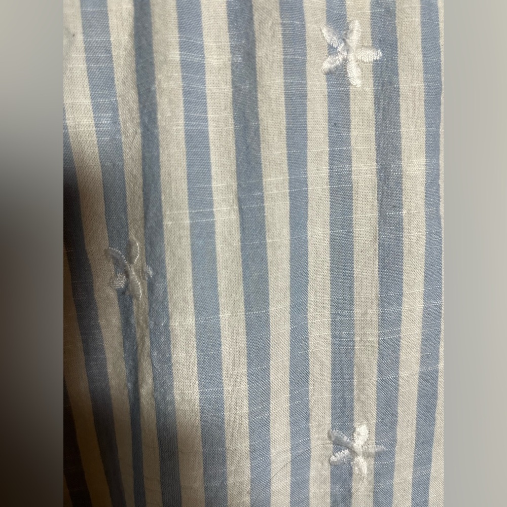 Lane Bryant Light Blue and White Striped Women’s Shirt with Embroidered Details - Picture 7 of 10